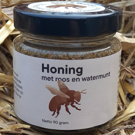 Honing met roos en watermunt
